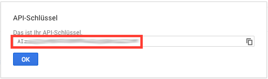 Google Maps API Schlüssel kopieren und einfügen